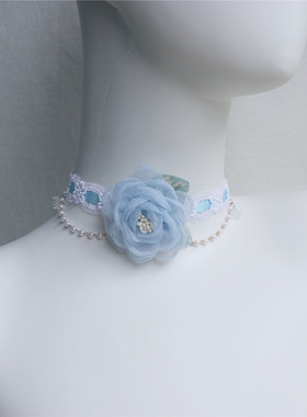 甜美多层蕾丝choker立体花朵项圈