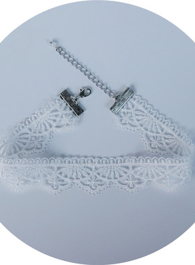 甜美白色宽蕾丝choker颈带遮颈纹