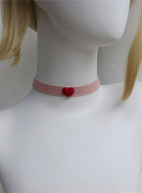 简约绒面爱心短款choker少女项圈