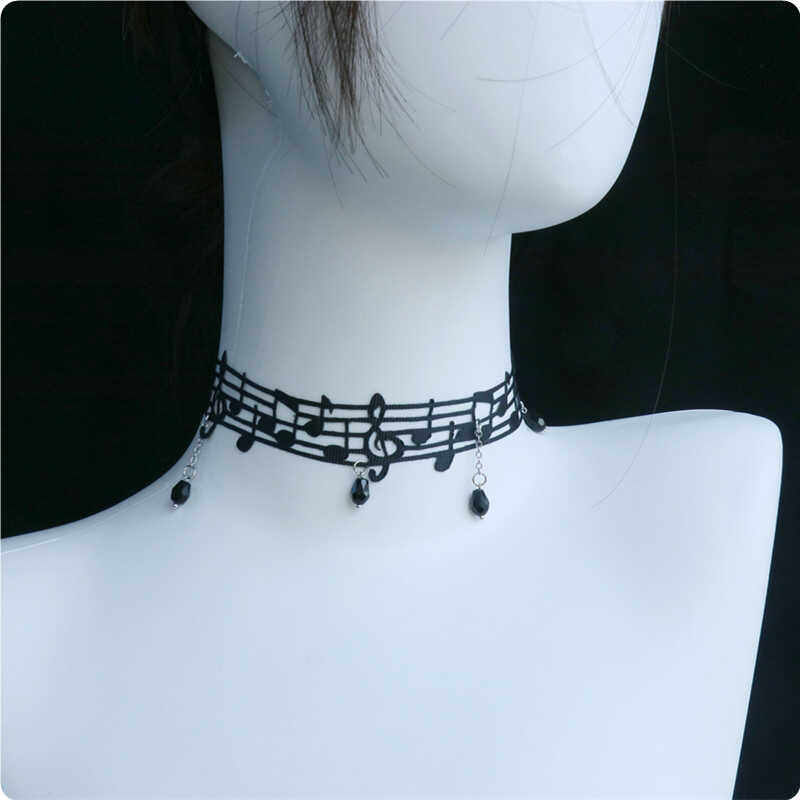 音乐奇才~趣味手作黑色宽边音符choker镂空个性小众颈圈脖子饰品