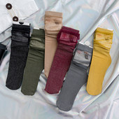 天鹅绒堆堆袜子女中筒袜秋夏韩版 镂空网眼潮袜韩国亮丝透明小腿袜