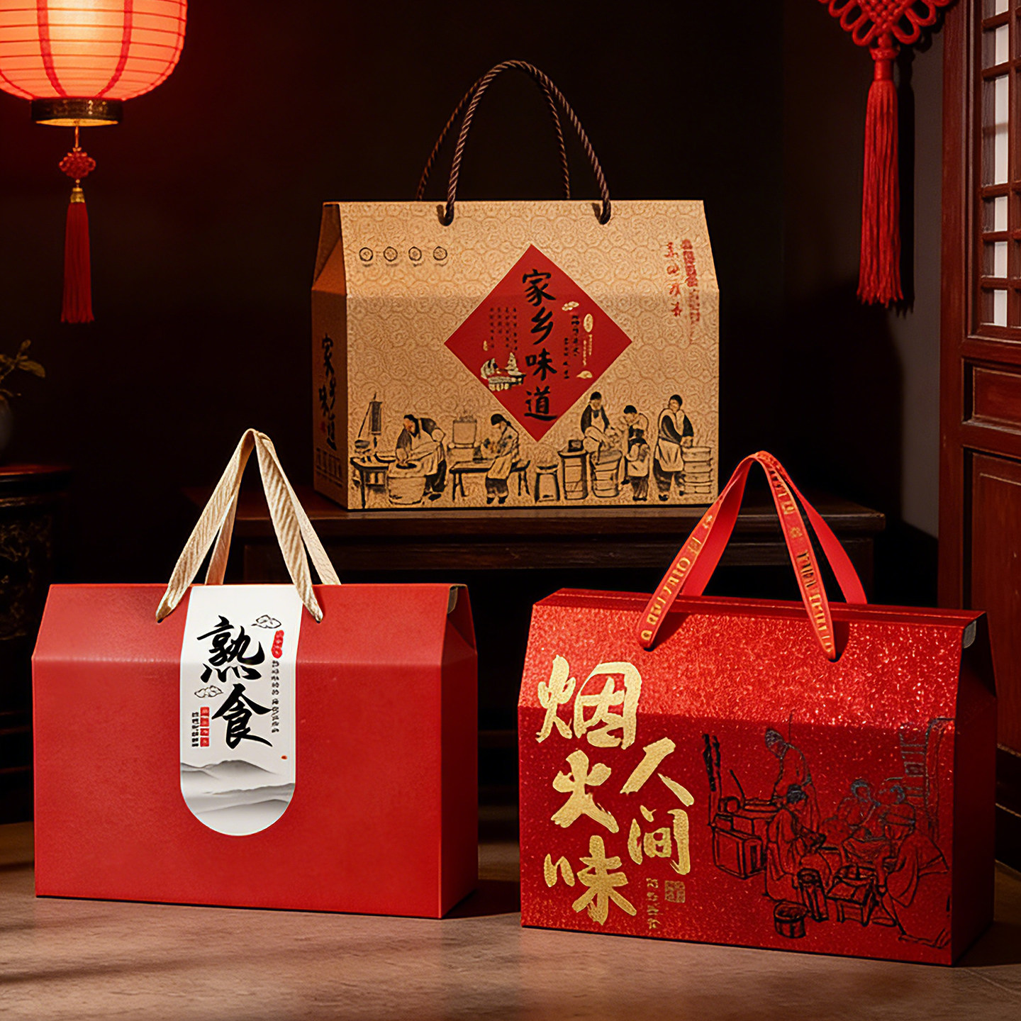 年味礼盒空盒子包装盒送礼坚果干果特产手工熟食腊味礼品盒定制,包装,礼品盒,淘宝优惠券,粉丝福利购,淘宝优惠卷