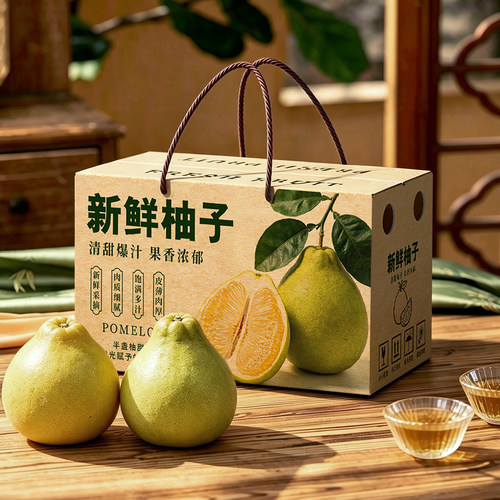 柚子礼盒2-4个装空盒高档白红心蜜柚水果包装纸箱定制手提礼品盒