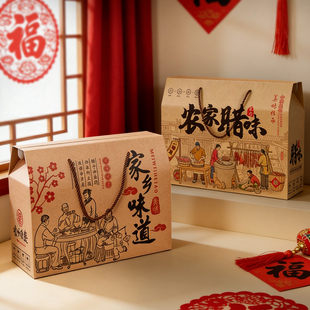 高档新年礼盒定制包装盒土特产礼品盒熟食腊味牛肉包装纸箱空盒子