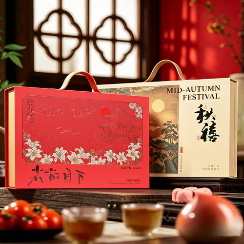 2026月饼包装盒新款中秋节礼盒酒店定制6/8粒装高档手提礼品空盒