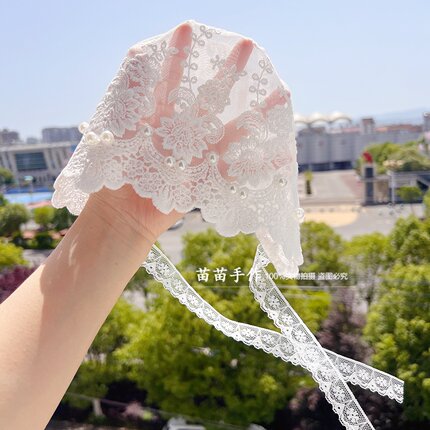 韩国女宝宝蕾丝公主帽 夏季婴儿遮阳帽礼服帽子空调凉帽6-12个月
