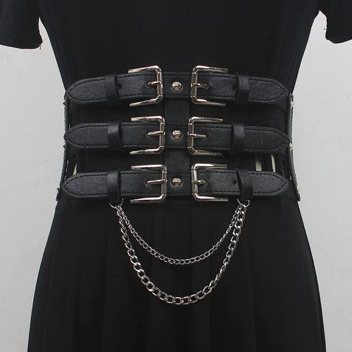 暗黑Lolita赛博朋克哥特机能腰带女显瘦束腰军lo配饰jk辣妹腰封酷
