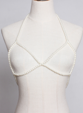 珍珠背心马甲外穿珍珠胸链外穿珍珠外搭胸衣吊带外穿吊带背心女