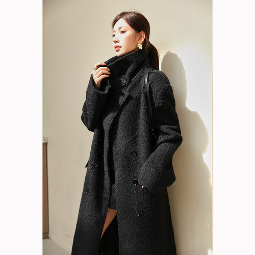 浅布调高个子冬季立领毛呢外套