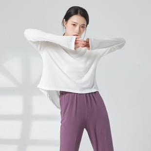 现代舞蹈练功服宽松透气长袖罩衫古典中国舞课堂形体训练上衣成人