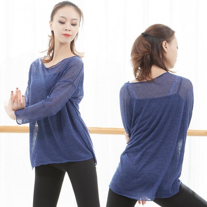 古典现代舞练功服薄款宽松性感透视舞蹈上衣基训练纱衣女防晒罩衫