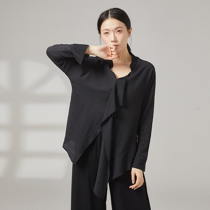 春季新款现代舞练功服宽松套头不规则上衣舞蹈衬衫飘逸女成人表演