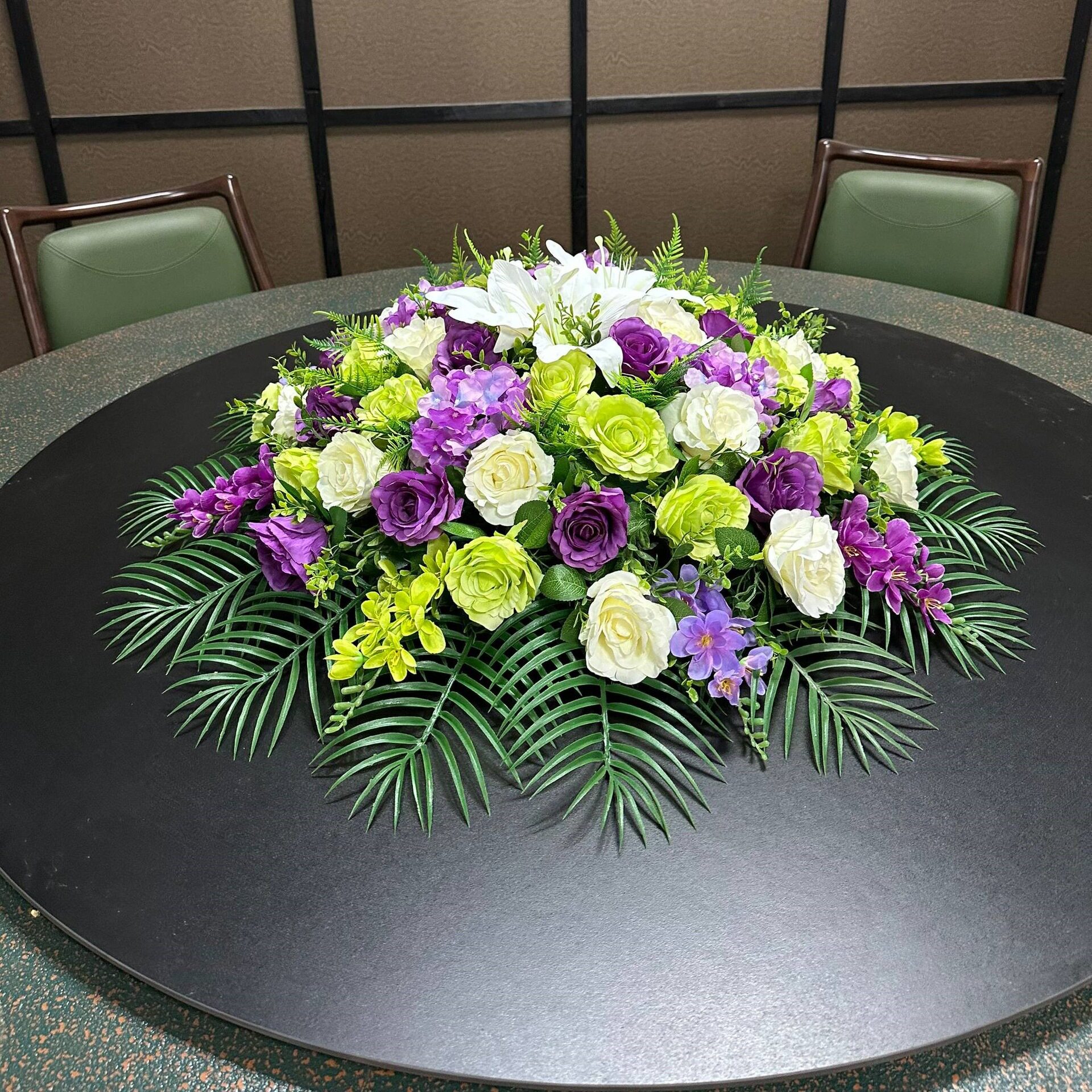 新款特价大型酒店绢花电动转盘花艺装饰花插花圆桌花餐桌花摆件花