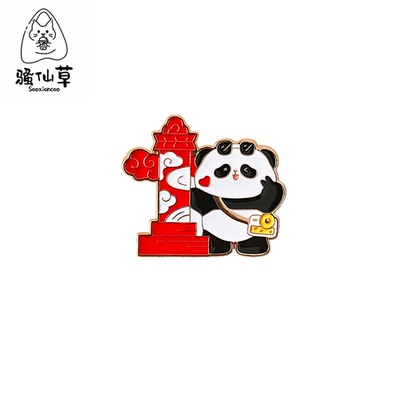 卡通国庆节祖国万岁熊猫饰品