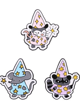 奇幻可爱魔法师小动物金属胸针