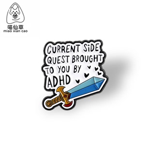 创意卡通宝剑英文字母金属徽章胸针配饰pin扣针ADHD胸章衣服饰品