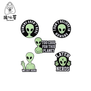饰 卡通外星人绿色UFO金属徽章胸针配饰ET朋克胸章饰品衣服包包装
