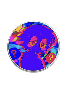 uv印刷迷幻霓虹紫色问号卡通金属徽章胸针搞怪小众胸章衣服装饰品