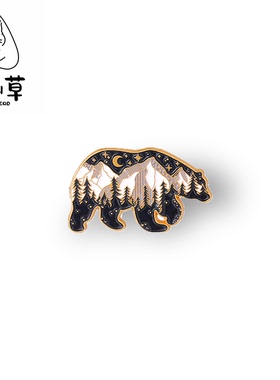 可爱北极熊雪山自然环保胸针饰品