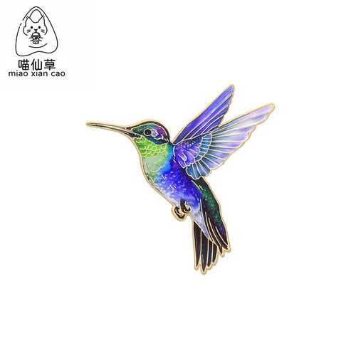 创意唯美彩色蜂鸟合金徽章胸针