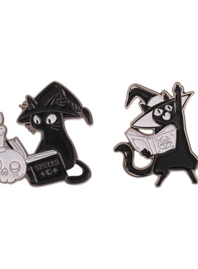 万圣节黑色魔法小猫金属胸针饰品