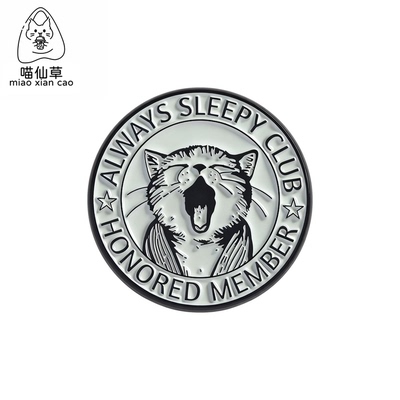 创意可爱小猫犯困打哈欠胸针饰品