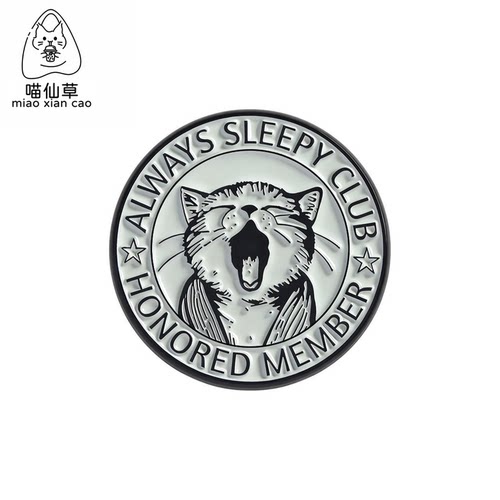 创意可爱小猫犯困打哈欠胸针饰品