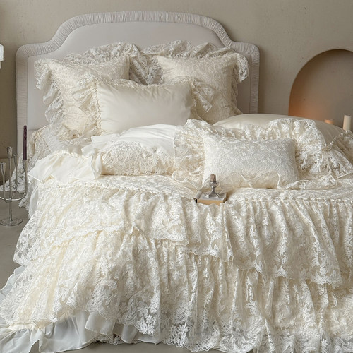 法式公主风蕾丝100s长绒棉四件套