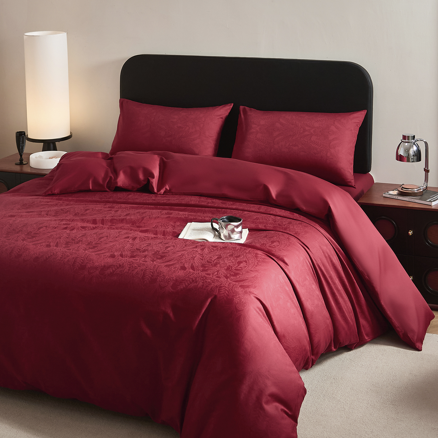 简约雅致喜嫁大红结婚床上用品