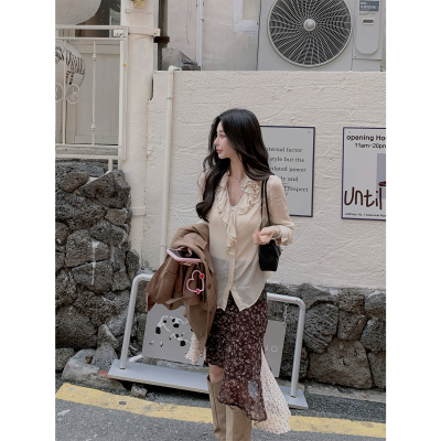 4/17 10AM 徐琳「夜影碎花」复古碎花拼接不规则半裙女中长款