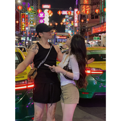 MINI STUDIO徐琳 工装风美式丰胯低腰三粒扣棉感短裤热裤