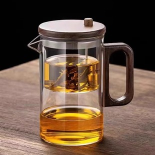 茶水分离水杯飘逸杯全玻璃泡茶壶高档透明内胆一键过滤冲茶杯子