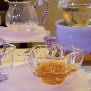 高硼硅莲蓬玻璃公道杯高颜值家用耐热玻璃分茶器茶海功夫茶具