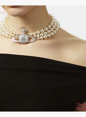 THREE ROW PEARL系列三层珍珠水滴项链 VIVIENNE WESTWOOD 西太后