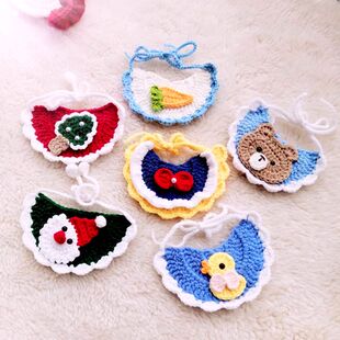 针织宠物猫咪围兜小猫狗围脖圈巴塞罗熊口水巾围嘴玩偶围领装饰品