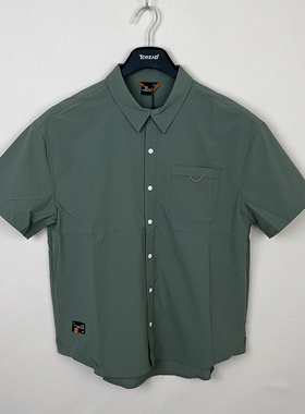 探路者短袖衬衫男 24春夏款户外休闲弹力透气工装外套TAKKCM81303