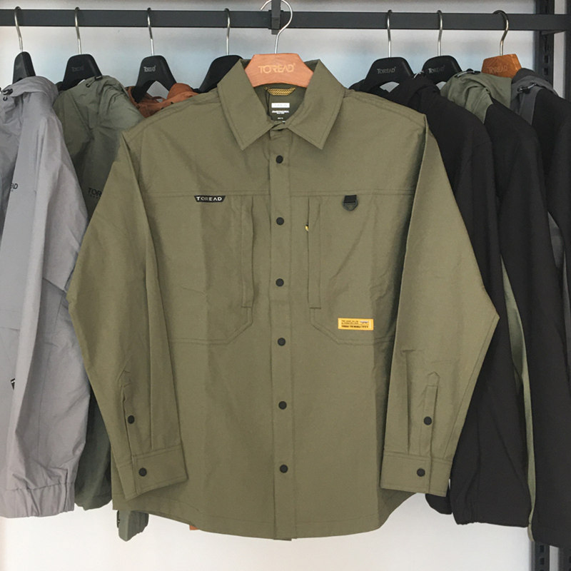 探路者衬衫外套男23春秋新款户外简约休闲长袖外套TAKKBL91315