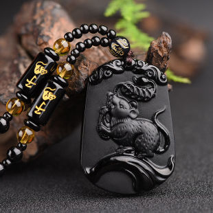 十二生肖黑色吊坠本命年男女款 饰品挂件 项链生日礼物民族风时尚