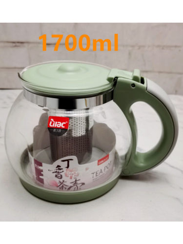 紫丁香玲珑壶1700ml大容量不锈钢滤网耐高温玻璃泡茶壶S99 包邮 - 封面
