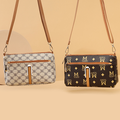 女包包新款时尚印花中老年妈妈款斜挎包双拉链多层女士手机单肩包