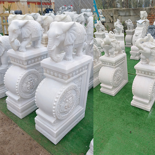 天然汉白玉石雕门墩青石门墩石象