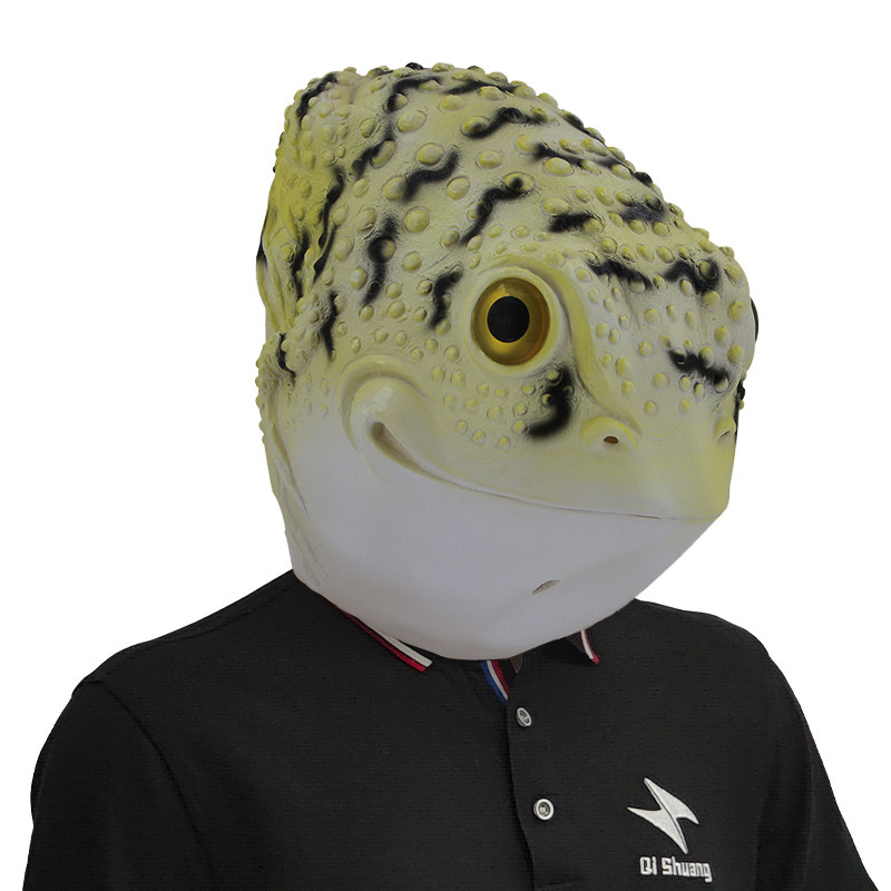 金蟾蜍蛤蟆动物头套面具化妆舞会搞笑乳胶头饰万圣节派对恶搞道具