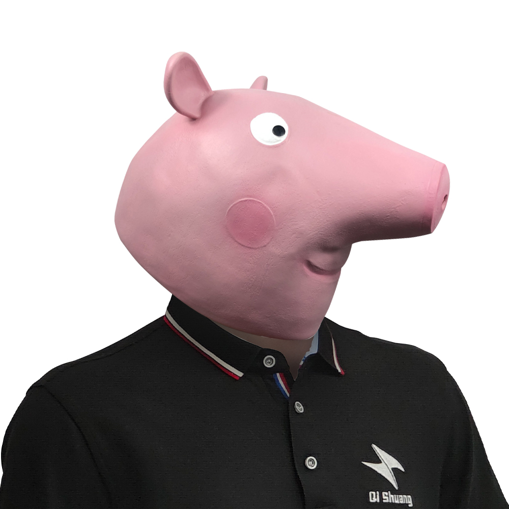 搞笑佩奇猪可爱动物头套化妆舞会跨境直播面具万圣节派对表演道具