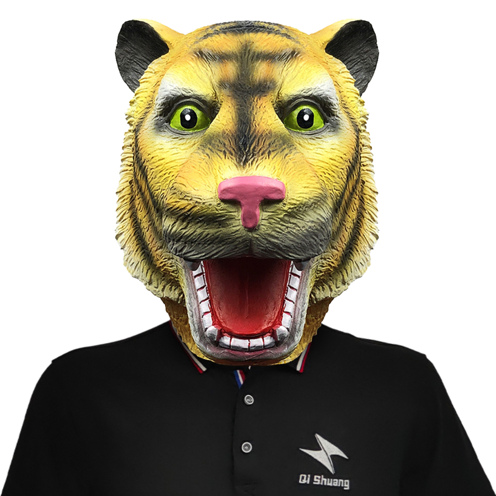 搞笑老虎可爱动物头套化妆舞会跨境直播面具万圣节日派对表演道具
