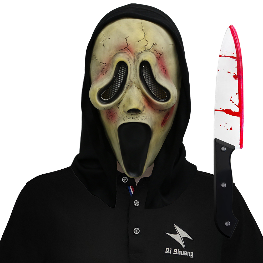 伤痕鬼脸惊声尖叫面具化妆舞会影视恐怖头套万圣节日派对恶搞道具