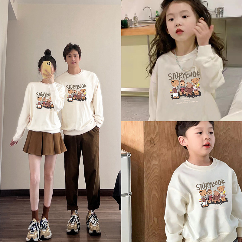 亲子装卡通卫衣一家三四口2026新款秋冬洋气母女母子幼儿园运动会