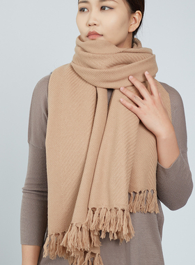 橘语羊绒混纺空调酒红灰色人字纹披肩加厚围巾秋冬保暖女包邮