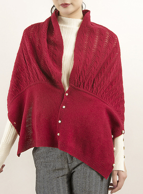 橘语羊绒斗篷披肩围巾围脖女防晒外搭旅游民族风针织披肩