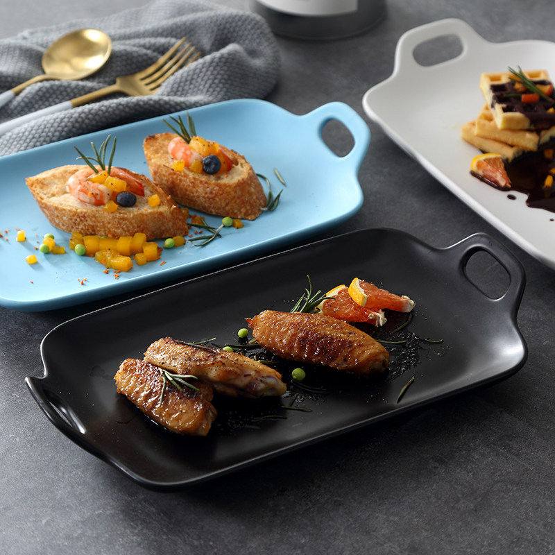 Black and white ceramic plate baking plate spaghetti baking plate