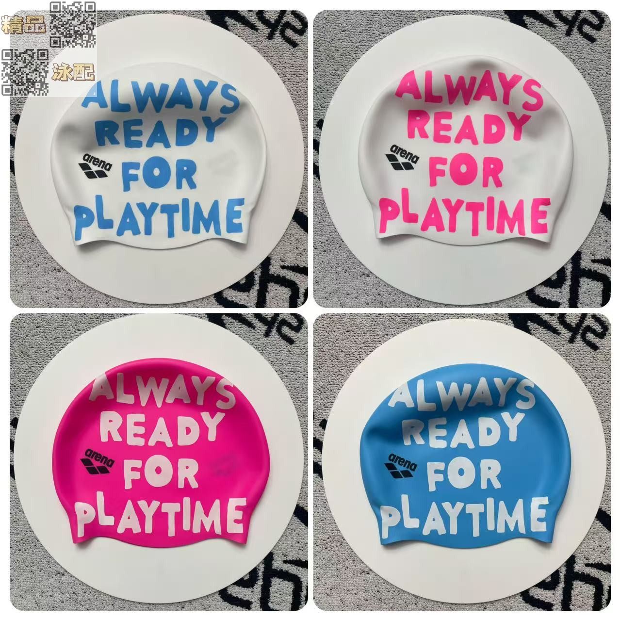 arena阿瑞娜硅胶游泳帽涂鸦INS